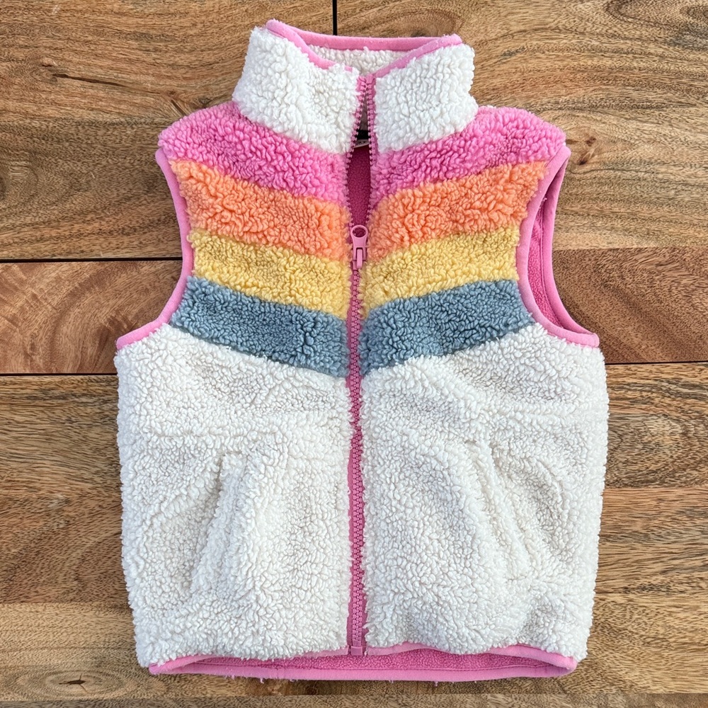 Andy & Evan Rainbow Toddler Pink Sherpa Vest Size 2T